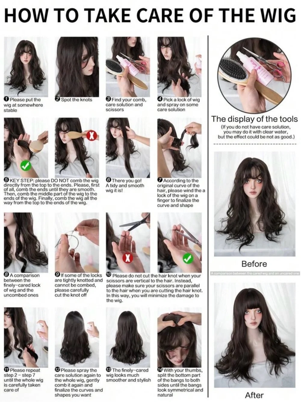 Heat Resistant Wavy Wig In Brown With Bangs 18”